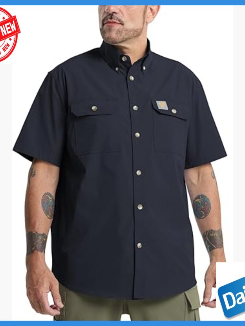 Men's Regular Fit Work Shirt, Polyester Blend, Reflective Safety, Two Pockets